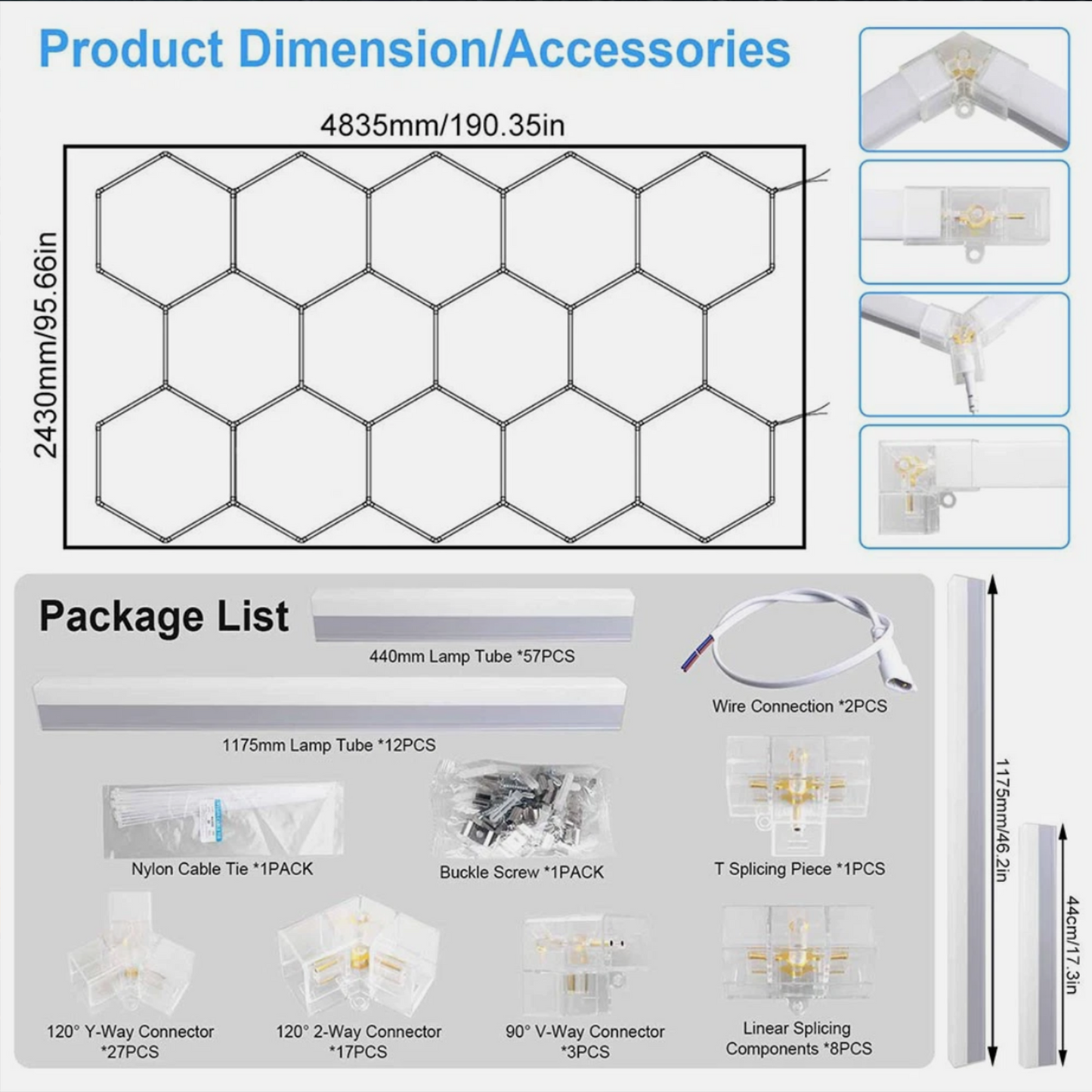 14 Hexagon LED Light Set (with boarder)